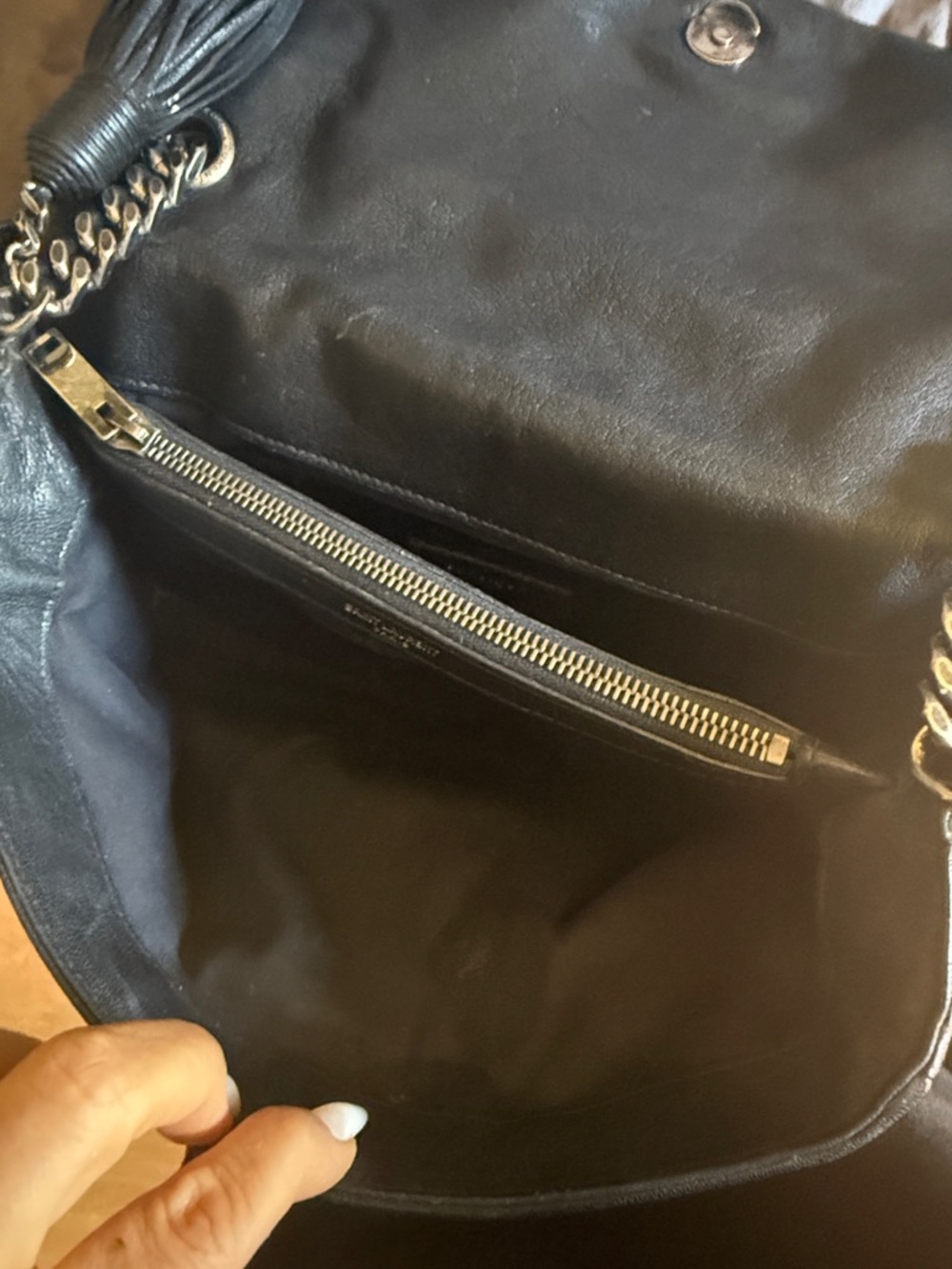 Saint Laurent Black Leather Chain Shoulder Bag with Tassel/Original Bag. - Picture 7 of 8